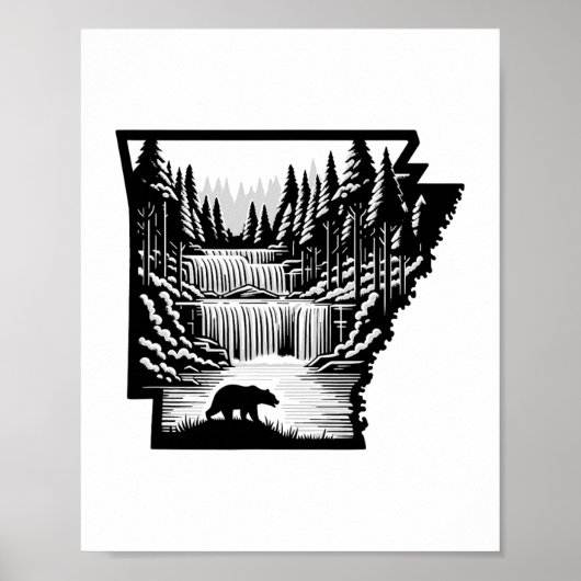 Arkansas Karte und Landschaft Poster (Vorne)