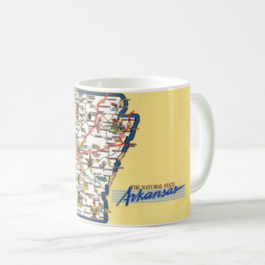 Arkansas-Karten-Tasse Kaffeetasse (VorderseiteRechts)