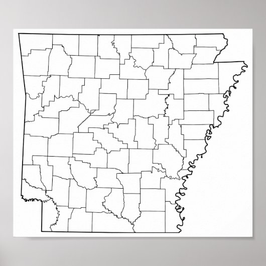 Arkansas Landkreises Leere Kontur Karte Poster (Vorne)