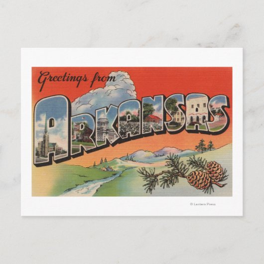 Arkansas (Landschaftsszene) - Großbuchstabe Postkarte (Vorderseite)