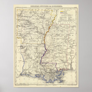 Arkansas, Louisiana und Mississippi Poster