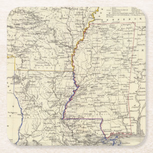 Arkansas, Louisiana und Mississippi Rechteckiger Pappuntersetzer