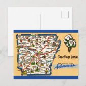 Arkansas Map Farbenfrohe Vintage Postkarte (Vorne/Hinten)