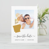Arkansas Map Foto Wedding Save the Date Card (Stehend Vorderseite)