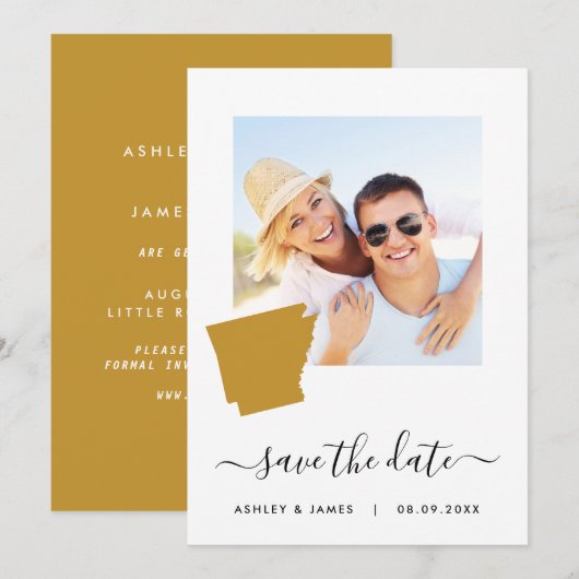 Arkansas Map Foto Wedding Save the Date Card (Vorne/Hinten)