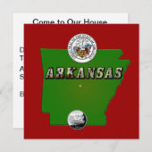 Arkansas Map, Siegel und Staat Imitate Quarter Einladung (Vorne/Hinten)