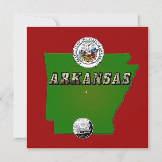 Arkansas Map, Siegel und Staat Imitate Quarter Einladung (Vorderseite)