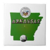 Arkansas Map, Siegel und Staat Imitate Quarter Fliese (Vorderseite)