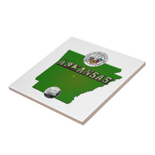Arkansas Map, Siegel und Staat Imitate Quarter Fliese