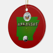 Arkansas Map, Siegel und Staat Imitate Quarter Keramik Ornament (Links)