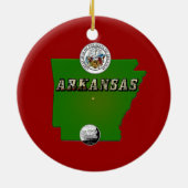 Arkansas Map, Siegel und Staat Imitate Quarter Keramik Ornament (Hinten)