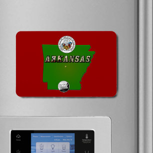 Arkansas Map, Siegel und Staat Imitate Quarter Magnet