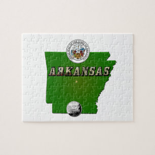 Arkansas Map, Siegel und Staat Imitate Quarter Puzzle