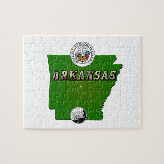 Arkansas Map, Siegel und Staat Imitate Quarter Puzzle (Horizontal)
