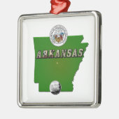 Arkansas Map, Siegel und Staat Imitate Quarter Silbernes Ornament (Links)
