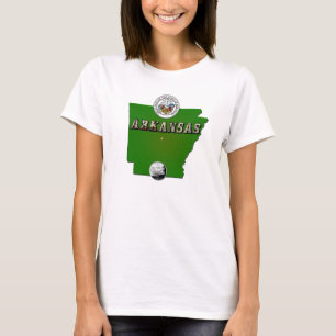 Arkansas Map, Siegel und Staat Imitate Quarter T-Shirt