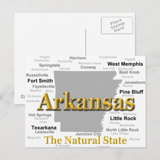 Arkansas Map Silhouette Postkarte (Vorne/Hinten)