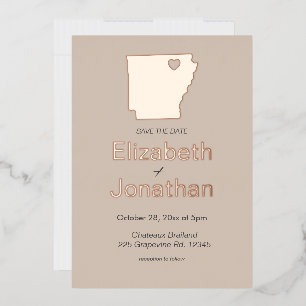 Arkansas Map Wedding Save the Date Rose Gold Folieneinladung