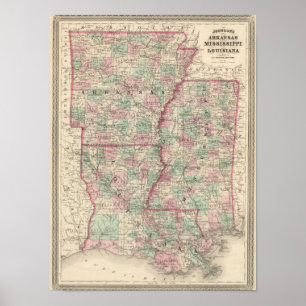Arkansas, Mississippi und Louisiana Poster