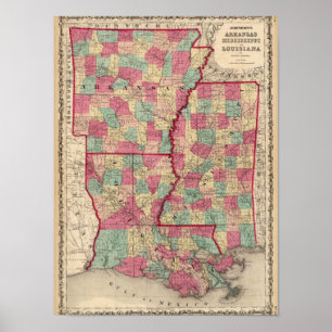 Arkansas, Mississippi und Louisiana Poster