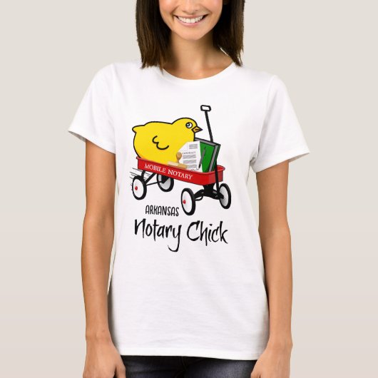 Arkansas Mobile Notary Chick Red Wagon T-Shirt (Vorderseite)