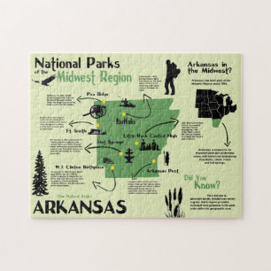 Arkansas National Parks Infografik Karte Puzzle