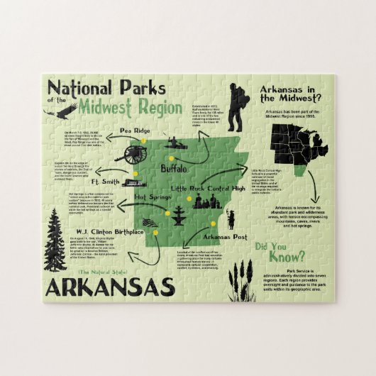 Arkansas National Parks Infografik Karte Puzzle (Horizontal)