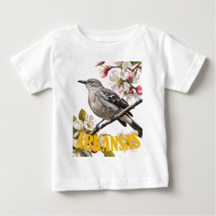 Arkansas Northern Mockingbird umgeben von Apfel  Baby T-shirt