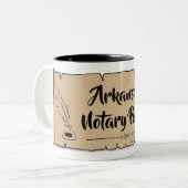 Arkansas Notary Public Scroll Feather Quill Zweifarbige Tasse (Vorderseite Links)