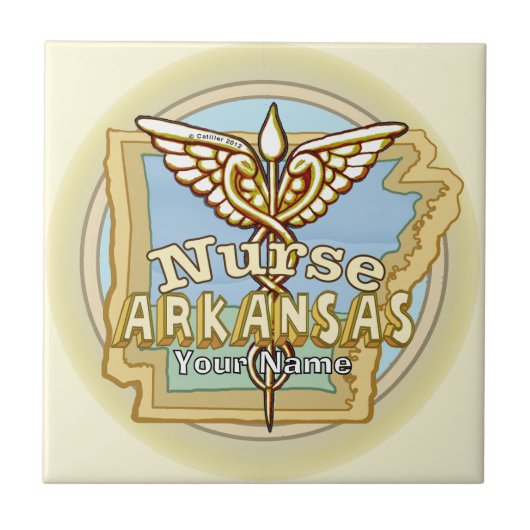 Arkansas Nurse Caduceus  tile  Fliese (Vorderseite)