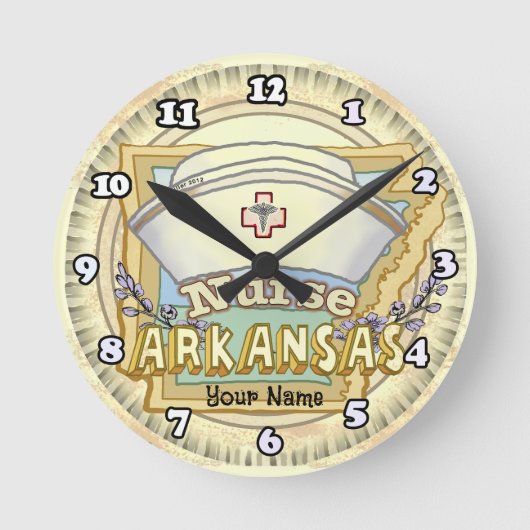 Arkansas Nurse Runde Wanduhr (Vorderseite)