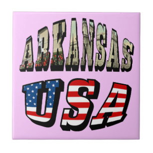 Arkansas Picture und USA Flag Text Fliese