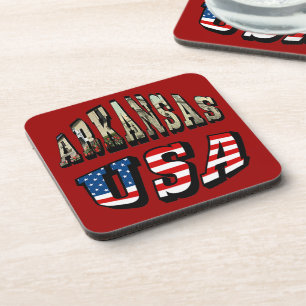 Arkansas Picture und USA Flag Text Getränkeuntersetzer