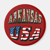 Arkansas Picture und USA Flag Text Magnet (Vorne)