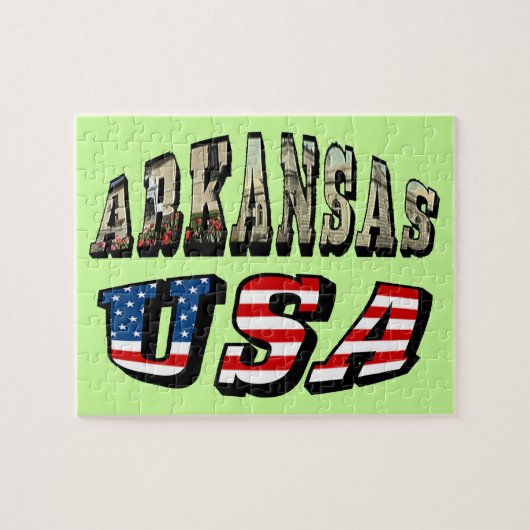 Arkansas Picture und USA Flag Text Puzzle (Horizontal)