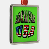 Arkansas Picture und USA Flag Text Silbernes Ornament (Rechts)
