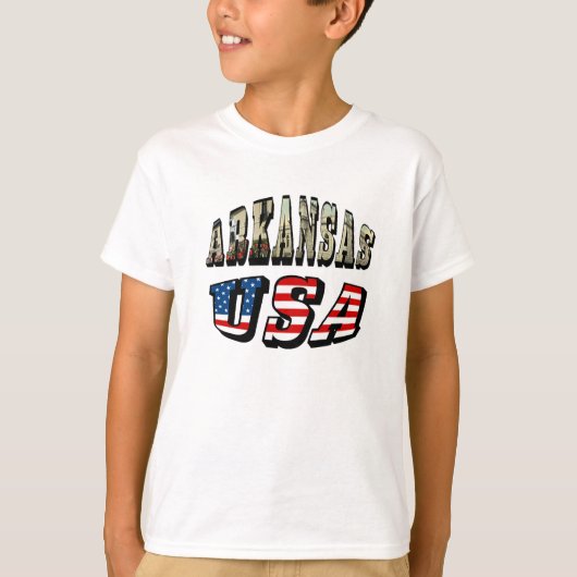 Arkansas Picture und USA Flag Text T-Shirt (Vorderseite)