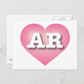 Arkansas Pink Fade Heart - I Liebe AR Postkarte (Vorne/Hinten)