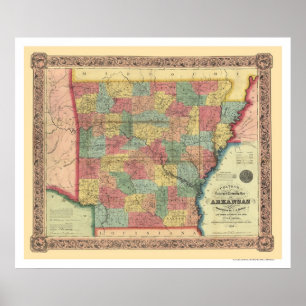 Arkansas Railroad Karte 1854 Poster