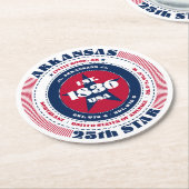 Arkansas Red White Blue Typografie Runder Pappuntersetzer (Angewinkelt)