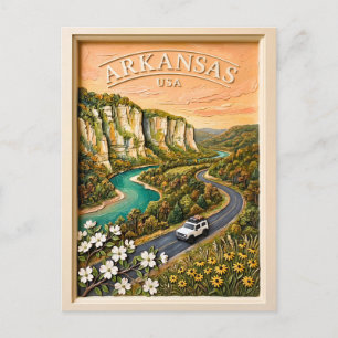 Arkansas Road Trip Vintage Ozark Flusslandschaft Postkarte