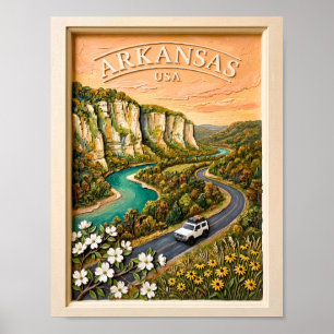 Arkansas Roadtrip Vintage Ozark Flusslandschaft Poster