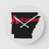 Arkansas roter Text Runde Wanduhr (Vorderseite)