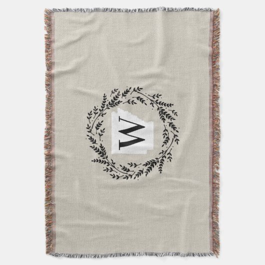 Arkansas Rustic Wreath Monogram Throw Blanket Decke (Vorderseite Vertikal)
