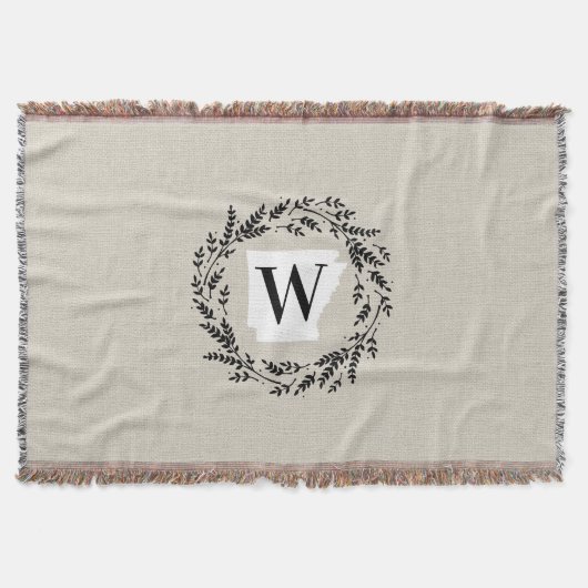 Arkansas Rustic Wreath Monogram Throw Blanket Decke (Vorderseite)