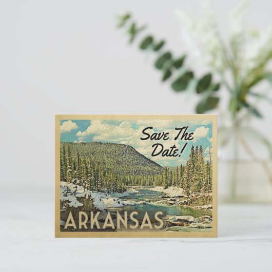 Arkansas Save the Date Mountain River Snow Ankündigungspostkarte (Stehend Vorderseite)