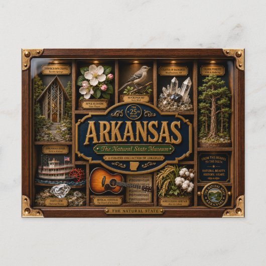 Arkansas Shadow Box 3D Figurine Staat Postkarte (Vorderseite)