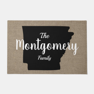 Arkansas Silhouette & Imitate Burlap Hand Letters Fußmatte