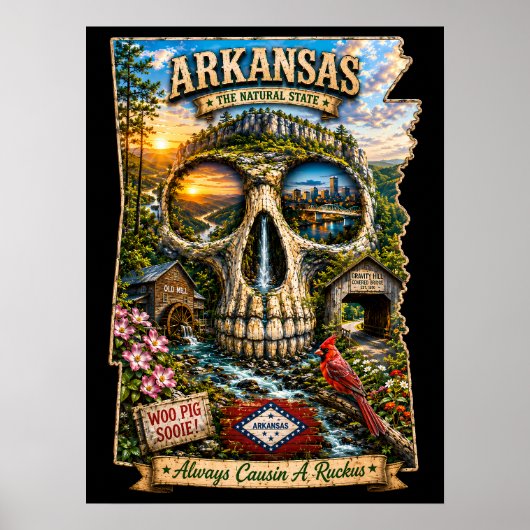 Arkansas-Skull-Kunstposter - State of Mind Poster (Vorne)