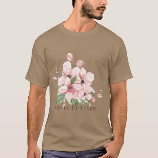 Arkansas Staat Apple Blossom Blume Watercolor Sti T-Shirt (Vorderseite)
